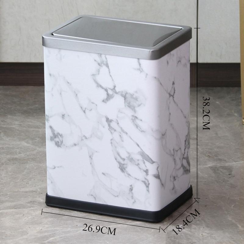 Stainless Steel Trash Can with Lid Luxury Large Capacity Trash Bin Minimalist Built-in Wastebasket Home Room Bathroom Supplies