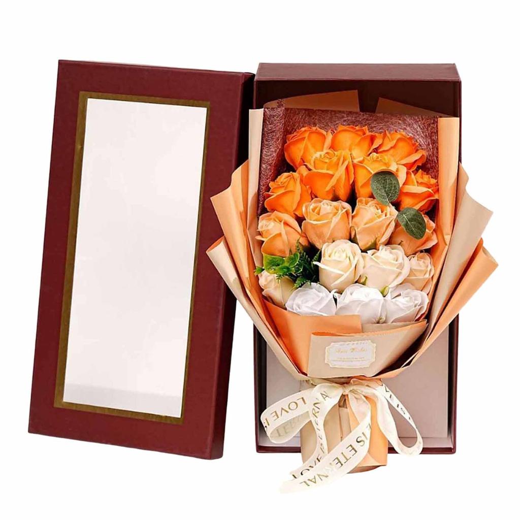 18pcs Soap Flower Bouquet Artificail Roses Forever Flower with Box Practical Valentine's Day Mother's Day Gifts Home Decoration