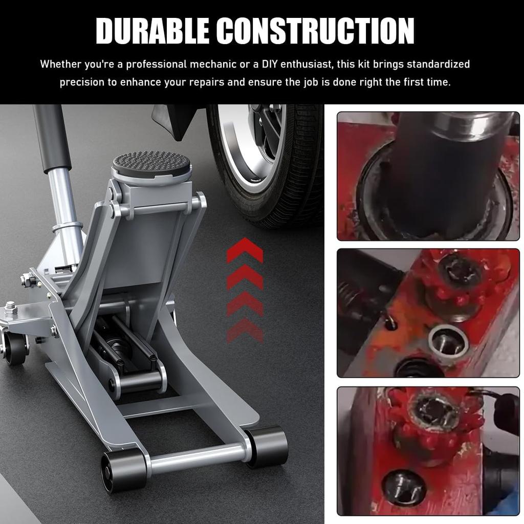 17PCS Floor Jack Seal Kit, 3 Ton Horizontal Hydraulic Jack O-Ring Seal with Oil Filler Plug, Complete Repair Set Rubber Sealing Rings Replacement