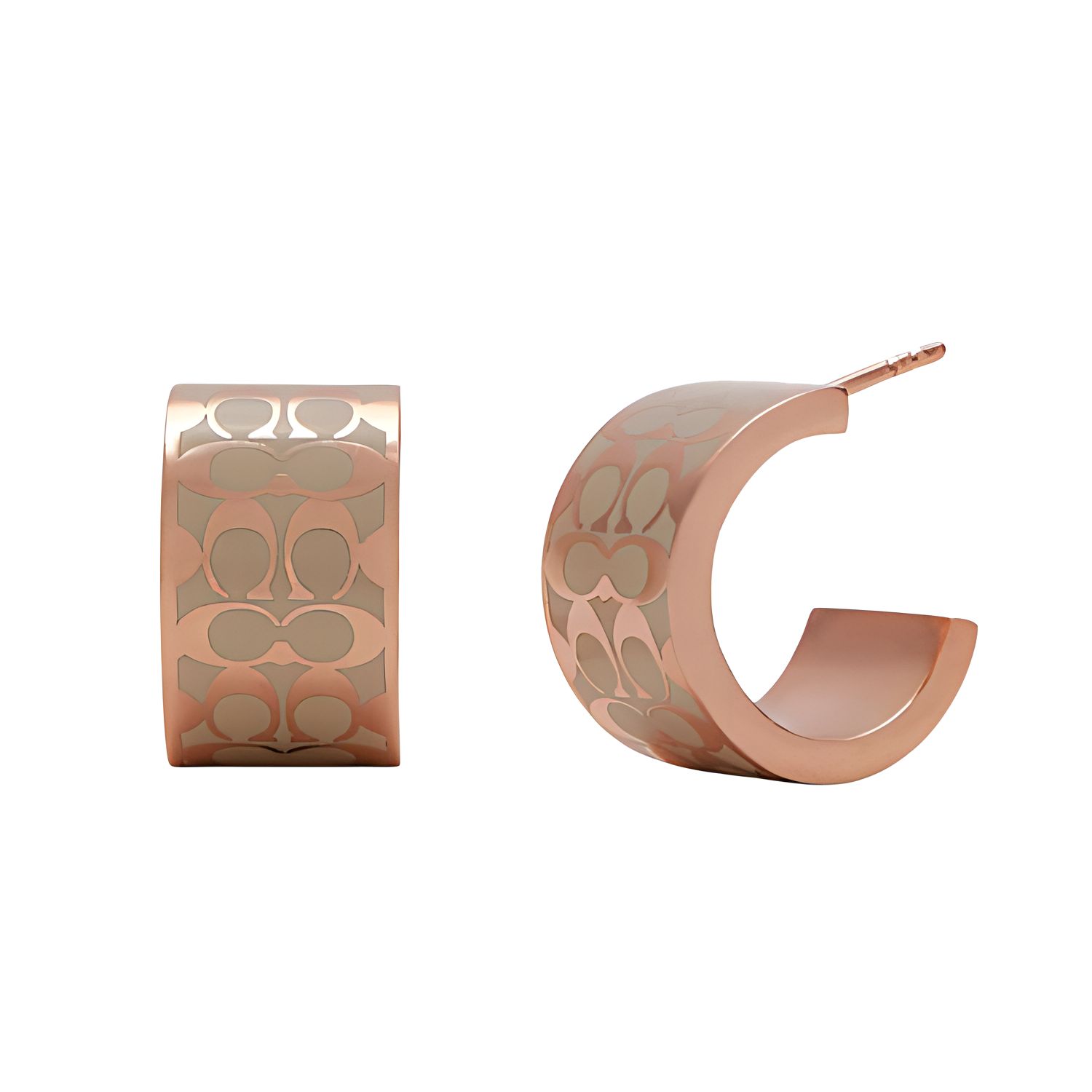 Coach Logo Copper Earrings Unisex Earrings Rose-Gold C7770-OZA F,Rose Gold