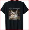 Rage Is Consuming Me Silly Staring Cat Meme Black T-Shirt S-5XL
