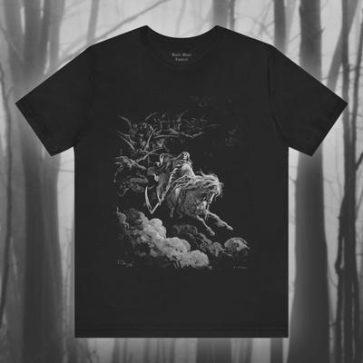 The Vision of Death Gustave Dore Art Pale Horse T-shirt Gothic Grim Reaper Jersey Short Sleeve Tee Men Clothing Comfortable