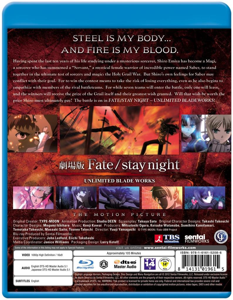 Night Unlimited Blade Works Fate/Stay [Blu-ray]