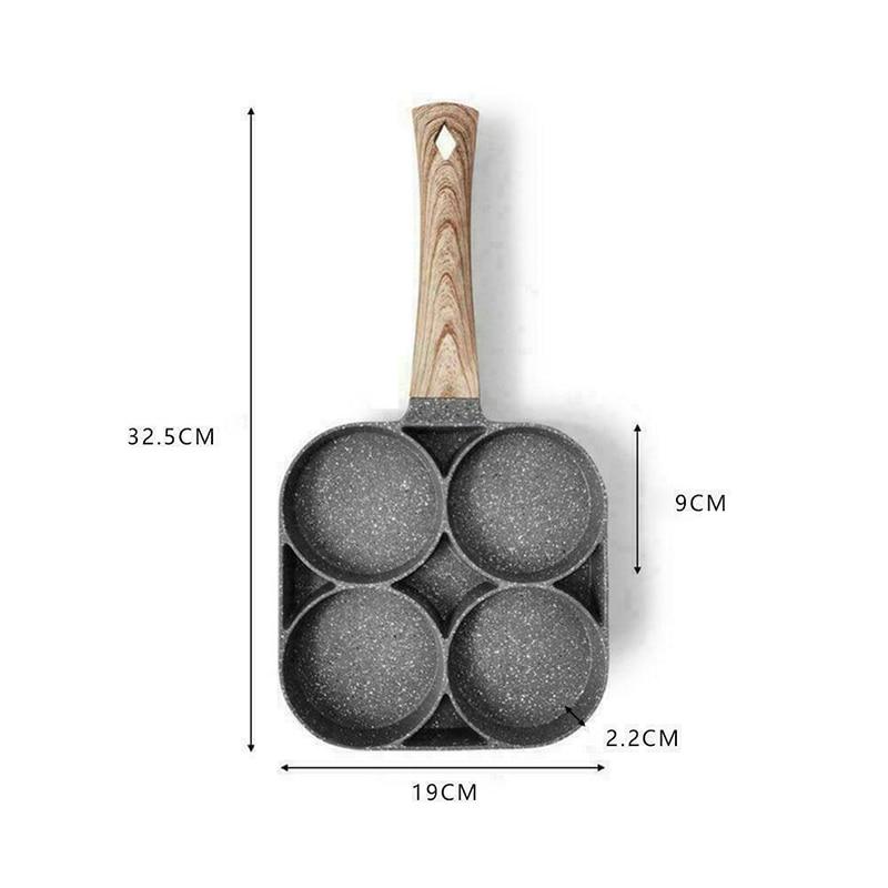 4 Hole Frying Pan Egg Omelet Burger Pan Non-stick Ham Pancake Maker For Gas Stove Induction Cooker