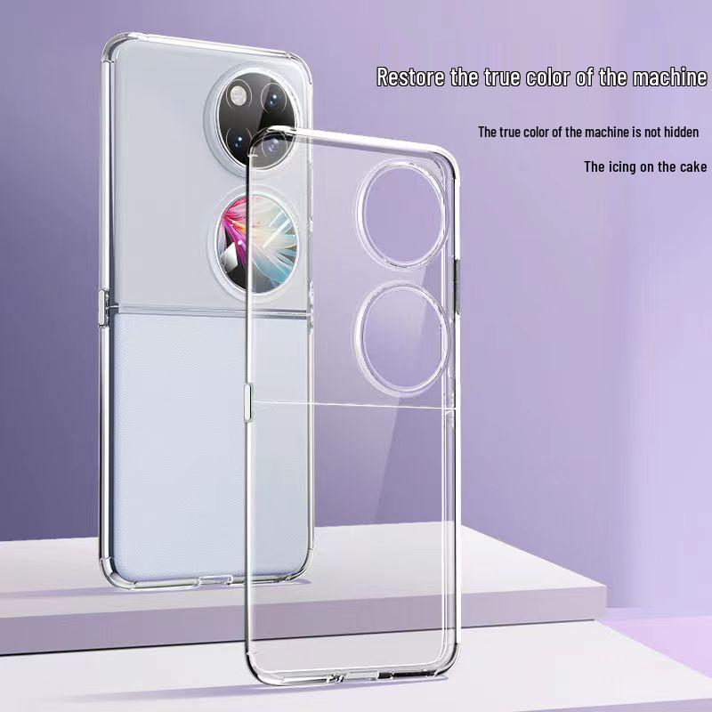 Huawei Pocket 2 Folding Screen Transparent Soft Shell Case with Hardware Buckle for P50 Pocket