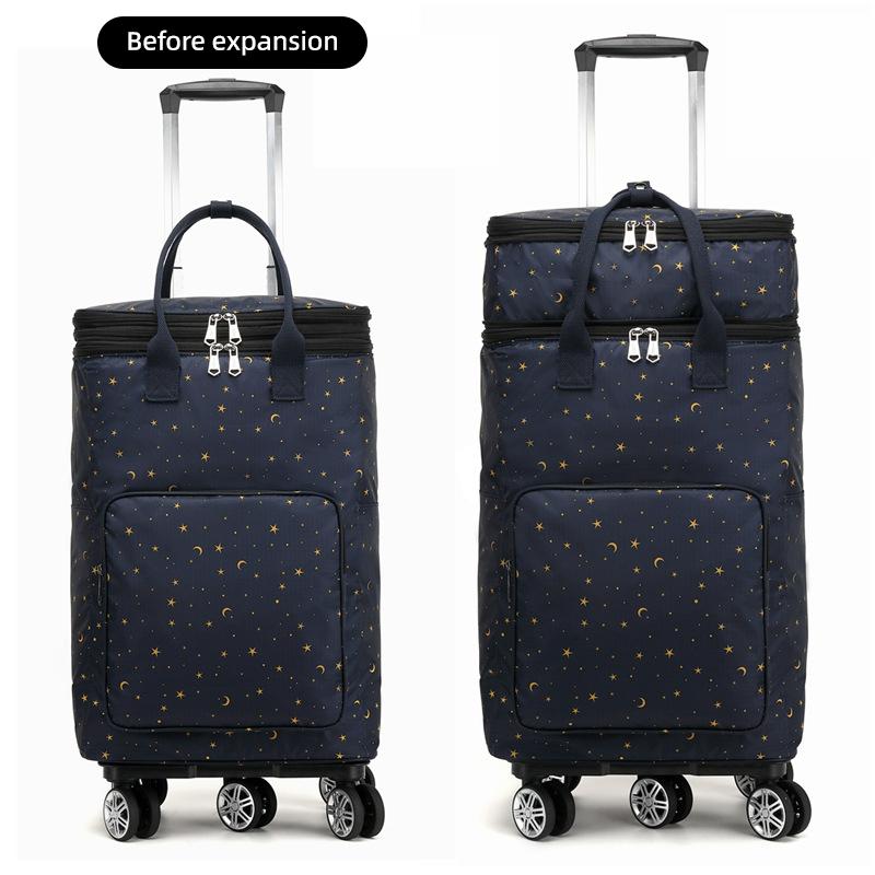 Telescopic Trolley Bag Supermarket Shopping Bag Folding Portable Lightweight Universal Wheel Travel Bag