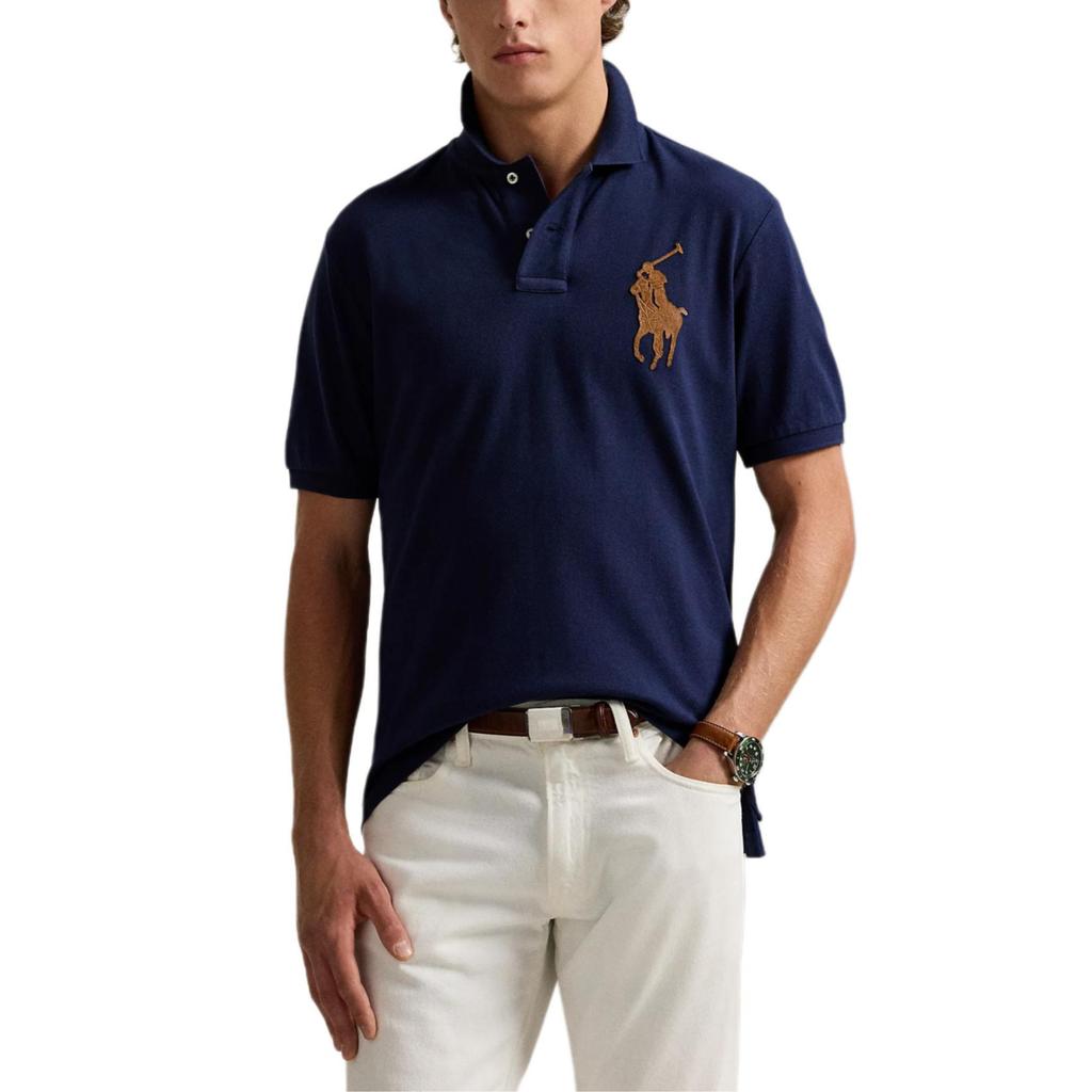 Polo Ralph Lauren Classic Fit Vienspalvis su arkliuko logotipu trumpomis rankovėmis Polo marškinėliai Vyriški viršutiniai drabužiai Tamsiai mėlynas 710958776-001