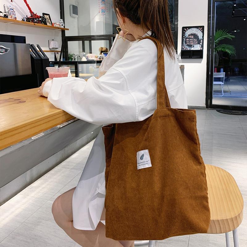 Yogodlns Inverno Nuova borsa shopper in velluto a coste per donna Borsa  totes di grande capacità Borse a tinta unita Bookbags Travel Borse  riutilizzabili acquista in modo economico — spedizione gratuita, recensioni