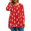 Women's Fashion Large Size Round Neck Long Sleeve Casual Christmas Print Loose Pullover Top
