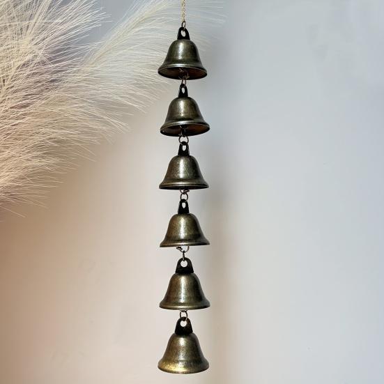Vintage Hanging Wind Chime Weather-proof Metal Wind Bell Cluster with Chain Retro Outdoor Garden Patio 6/9 Bells Hanging Decoration Ornament