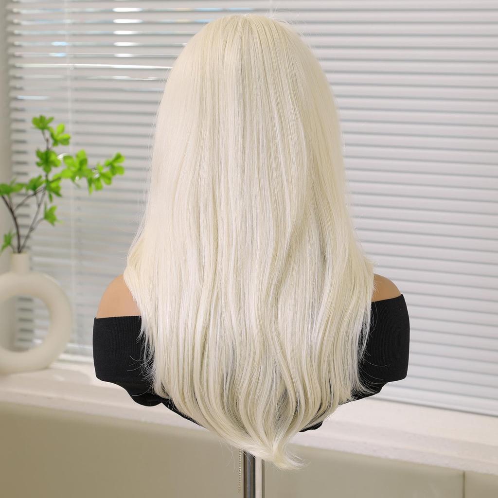 13*4 Styles Lace Front Wigs Synthetic Hair Long Water Wavy Middle Part White Hair Wig Daily Party for Women Natural Use