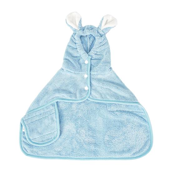 Pet Bath Wrap Super Absorbent Dog Towel with Bunny Ears Fast Drying Hooded Pet Robe for Dogs Cats Bath After Shower Grooming