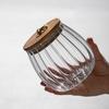 Striped Conical Borosilicate Glass Storage Jar with Sealed Metal Latch Lids for Cereal
