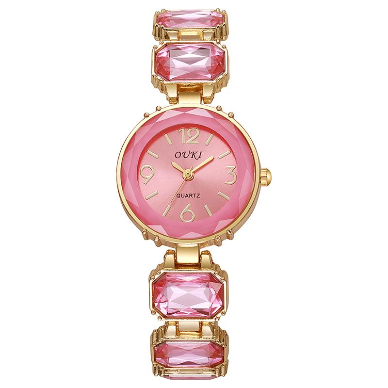 Diamond-Set Candy Ladies' Quartz Bracelet Watch - Round Dial & Square Sugar Cube Design