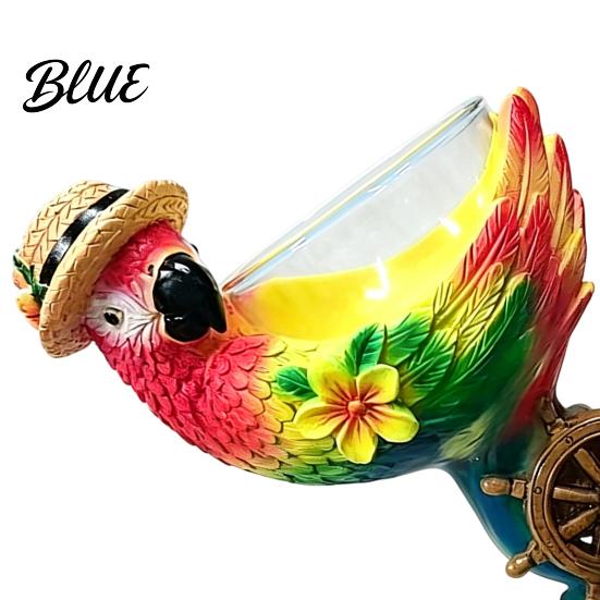 Lifelike Resin Carving Ornaments 3D Tropical Ocean Theme Glass Cup Art Parrot And Decorative Figures Turtle Design Colorful Drinkware for