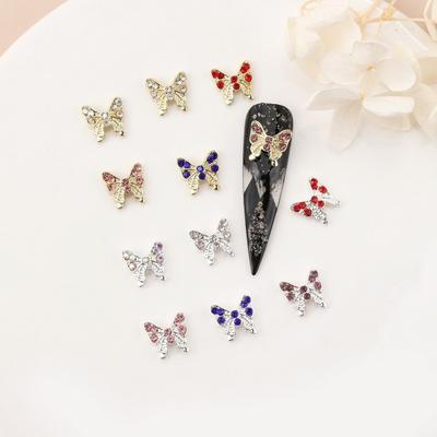 10 Stück Schmetterling Nagel Charms glänzende Strasssteine ​​Inlay Kunstkristall 3D Charms DIY Maniküre Zubehör Nail Art Schmuck Handyhülle Dekorationen