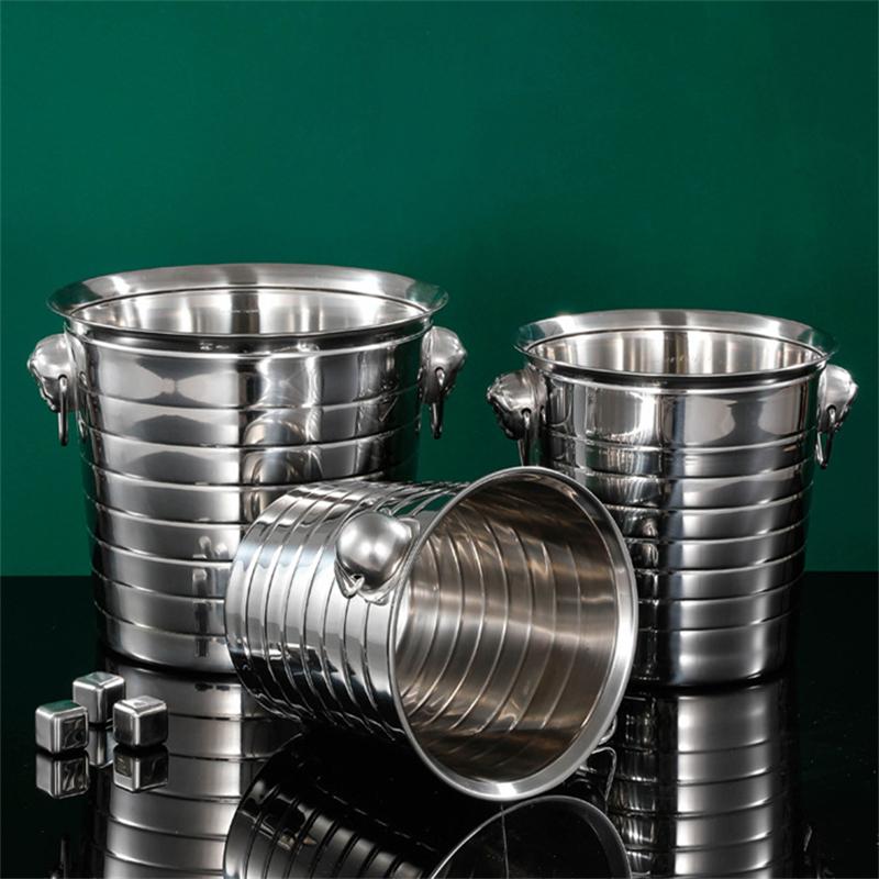 Edelstahl-Eiskübel, Wein- und Bierkühler, tragbarer Eiskühler, Champagner, Whisky, Eiswürfelbereiter für KTV-Bar, Party-Container