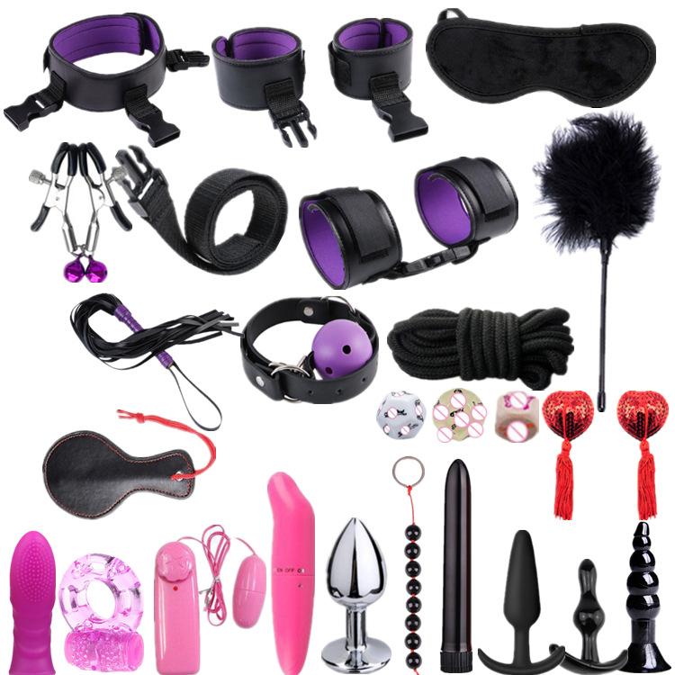 Sex Games Whip Gag Nipple Clamps Sex Toys For Couples Exotic Accessories Sexy Leather BDSM Kits Plush Sex Bondage Set Handcuffs