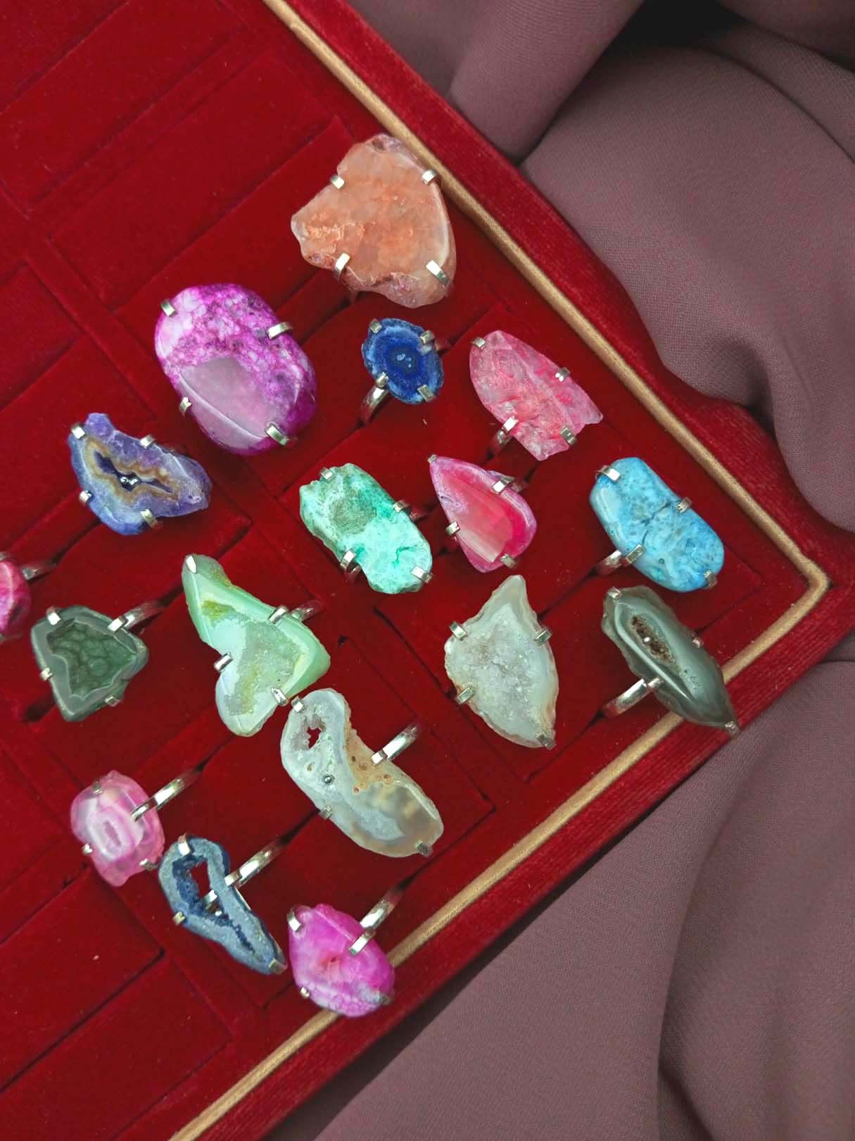 

10 шт., оконные друзы и смешанные драгоценные камни, стерлинговое серебро 925 пробы, оптовая продажа, кольца JOR-R144