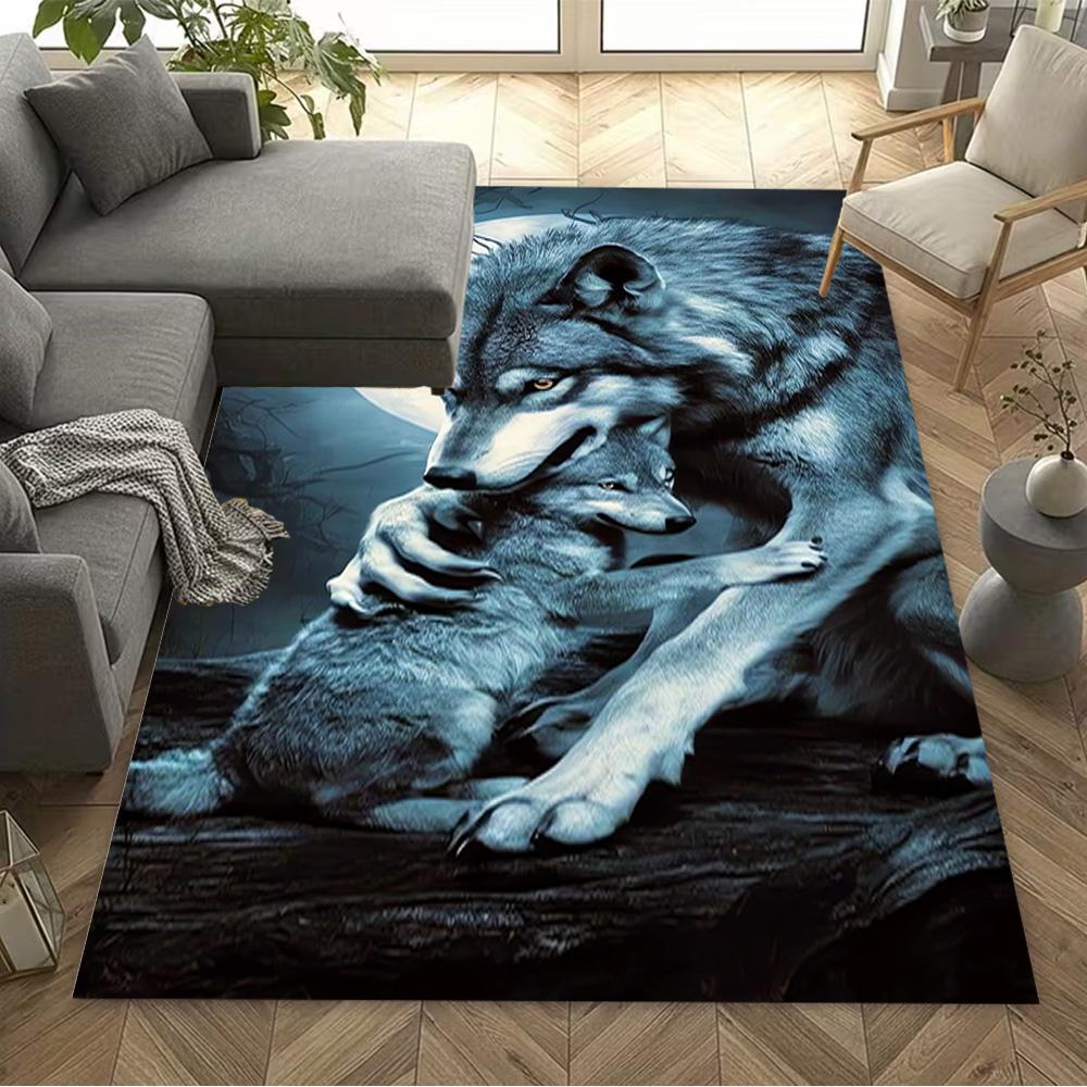 1pc Wolf Pack Forest Design Home Carpet Non-slip Office Decor Gift Living Room Bedroom