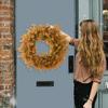 Autumn Orange Leaf Leaves Wreath for Front Door Farmhouse Decors Wall Hangings Indoor and Outdoor Use