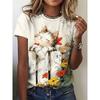 Cartoon animals funny women's T-shirt cartoon characters cute 3d printing T-shirt casual short-sleeved top