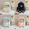 Childrens Backpack For School With Nylon Material And Colorblock Design For Girls