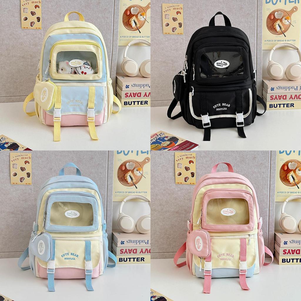 Childrens Backpack For School With Nylon Material And Colorblock Design For Girls