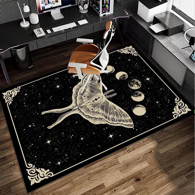 Gothic Moth And Skulls Office Rug Chair Mat, Entryway Carpet, Suitable for Front Door, Bedroom, Living Room, Desk, Holiday Gift