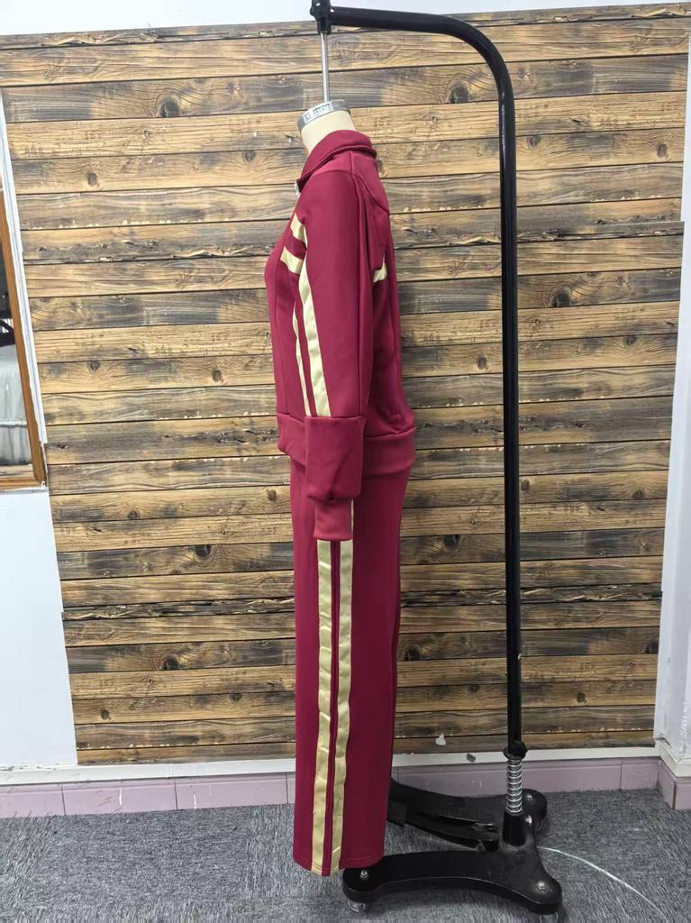 2025 Women's Autumn Fashion Color Block Two-Piece Casual Sports Suit