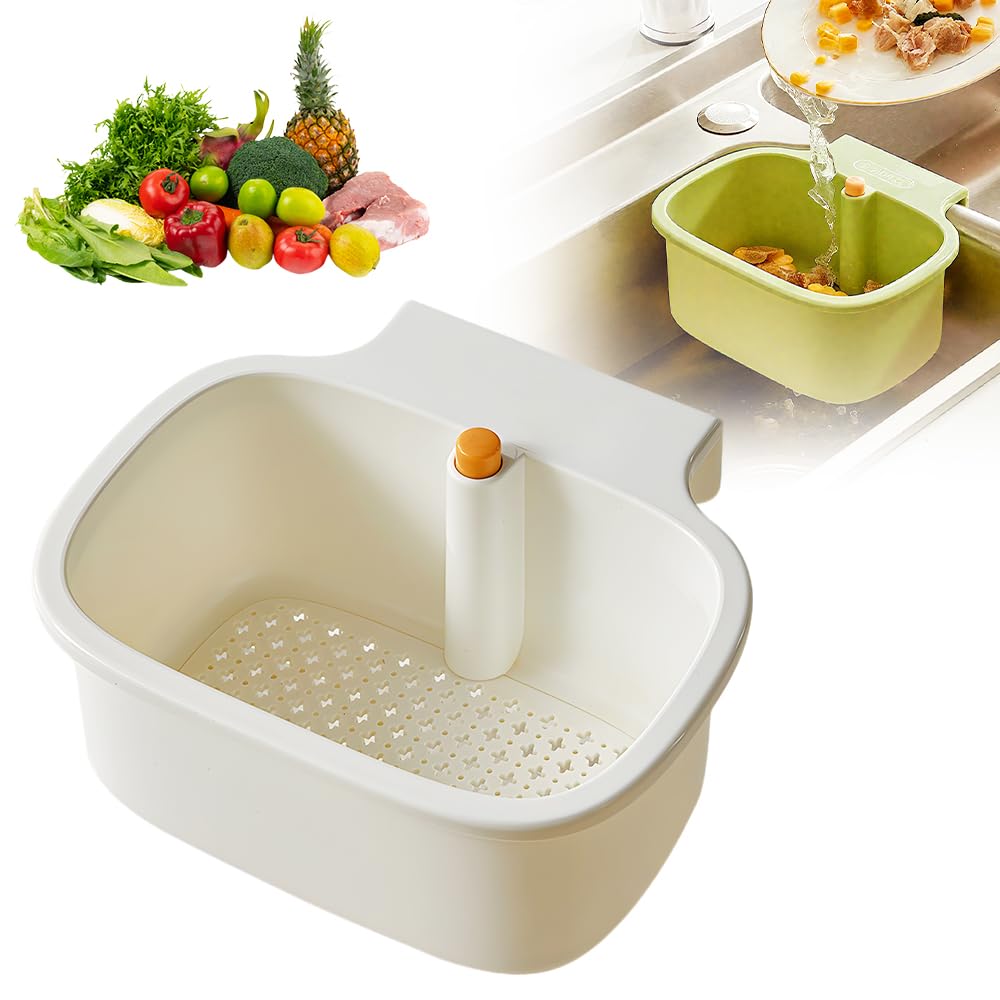 Sink Strainer Basket with Waste Filter Detachable Design Press Bottom for Kitchen Draining Filtering
