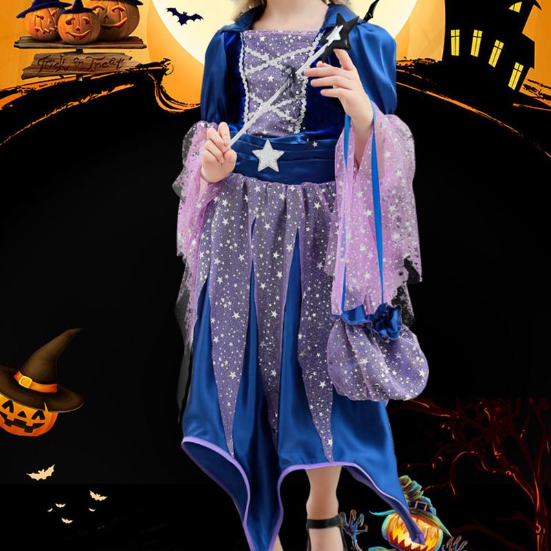 Costume de Petrecere de Halloween Rochie Fete Copii Cosplay Carnaval Costum de Vrăjitoare Sac de Dovleac Pălărie Baghetă