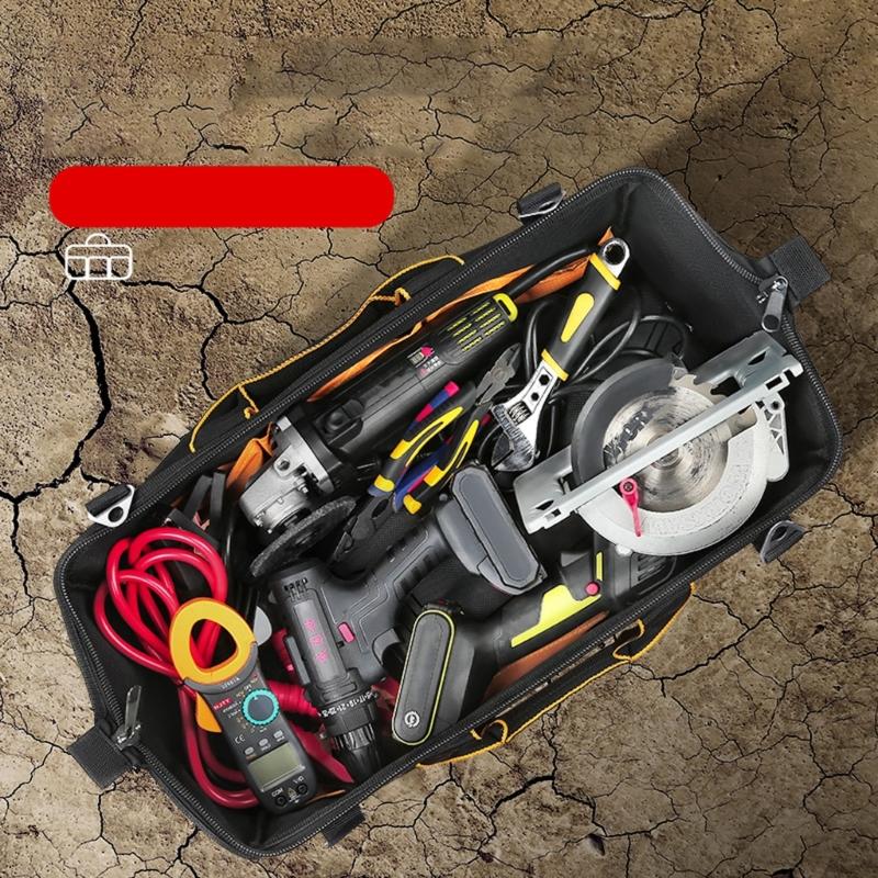 13/17/19inch Wide Mouth Tool Bag Large Capacity Tool Bags for Men Portable Home Tool Organizer Storage Handbag for Screwdriver