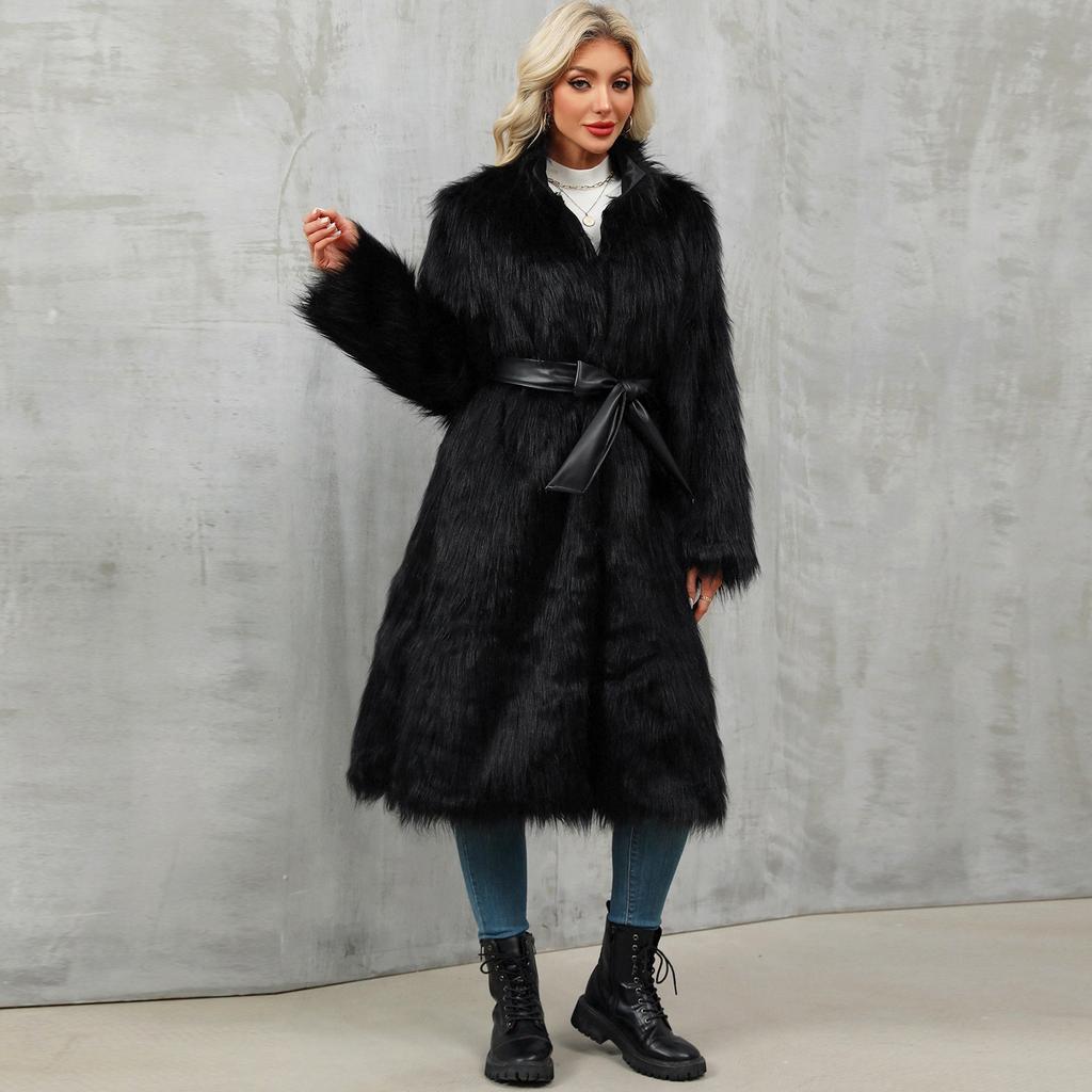 Women's loose-fitting plain-colored trench coat