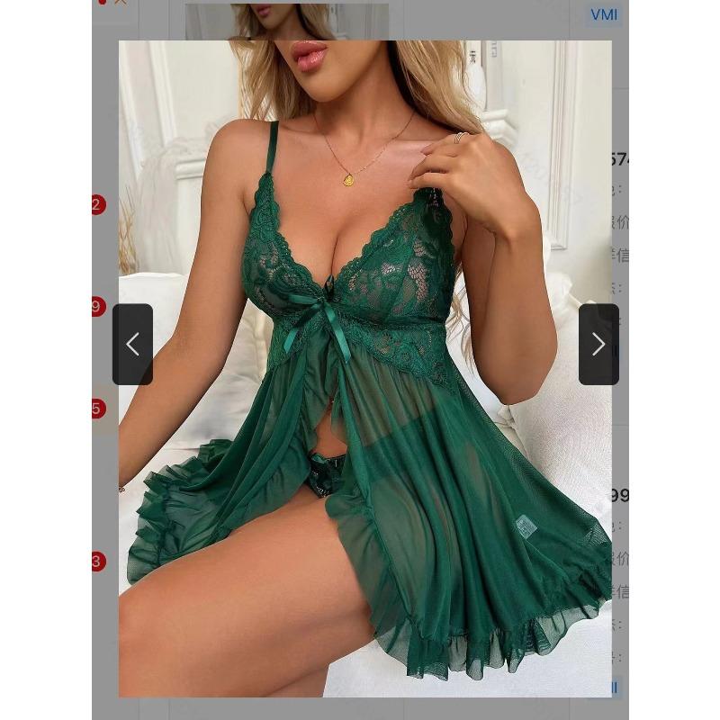 Pajamas Female Sexy V-Neck Lace Suspender Multicolor Set Sex Underwear
