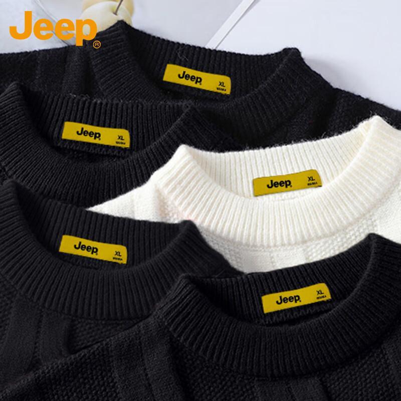 Jeep Men's Thickened Crew Neck Knit Sweater