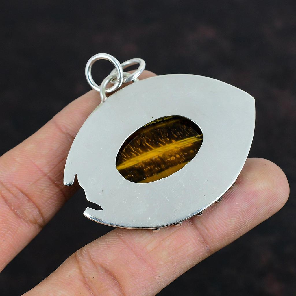Tiger's Eye Pendant Natural Gemstone Pendant Decent Jewelry 925 Sterling Silver Pendant Handmade Jewelry Brand New Pendant Engagement Gifts