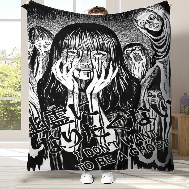 Horror Junji Ito Tomie Kawakami Ghost Flannel Blanket,Ultra Soft Warm Plush Throw for Home Bedroom Bed Sofa Cover Camping Picnic