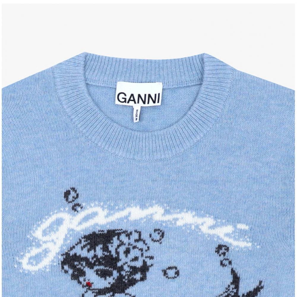 Ganni Women Mermaid Logo Wool Mix Knit A1150009 326