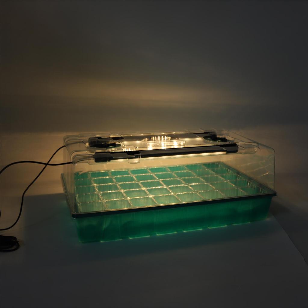 Plant Starter Tray Propagator Plant Greenhouse Grow Kit with 4 Tube Grow Light USB Connector Plant Germination Trays 40 Cells Per Tray 3 Lighting Mode