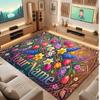 Floral Garden Theme Crystal Velvet Floor Rug Personalized Custom Name Text Warm Carpet Home Decoration