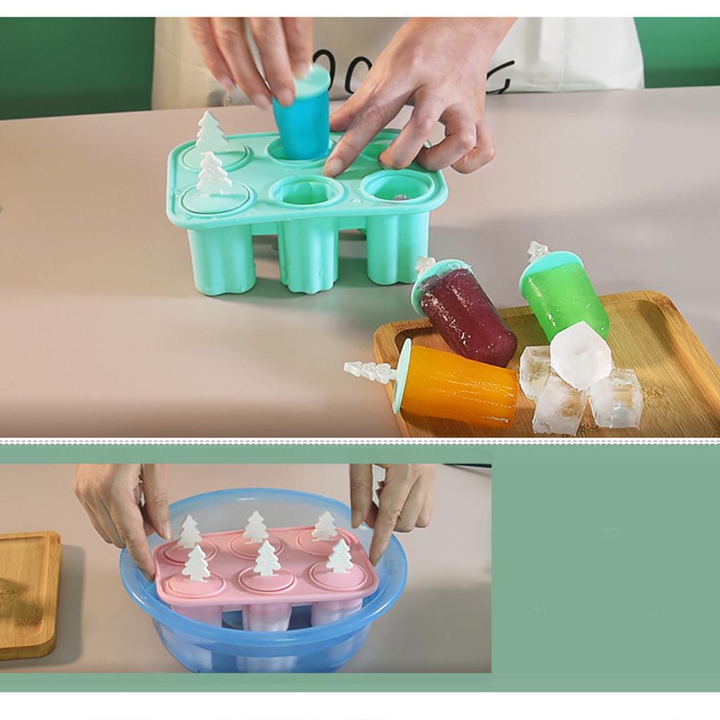 Space Saving Silicone Ice Lollies Tray Heat Resistant Flexible Freezers Popsicles Tray For Chocolate And Juice Cubes