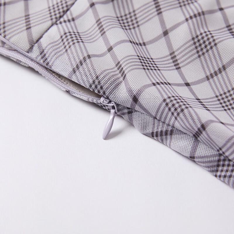 Xiangying Irregular Plaid High-Waist A-Line Skirt