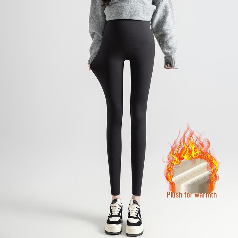 Autumn/Winter 2025 Maternity Sharkskin Yoga Pants: Adjustable Belly Support, Plus Velvet 2XL