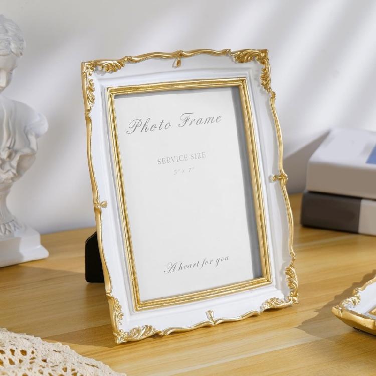 Antique Ornate Photo Frame with Floral Relief Vintage Picture Frame Wall and Tabletop Display for Home Decors Art Gallery
