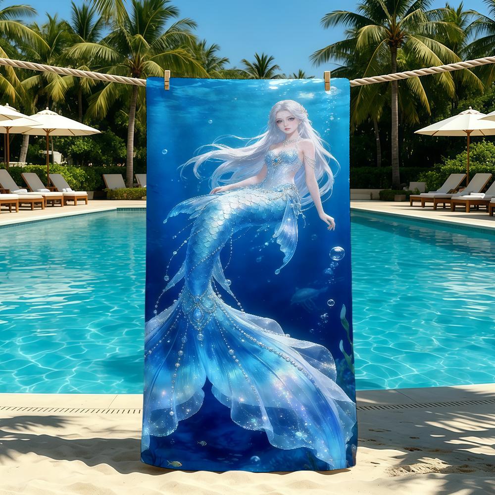 Mermaid Cartoon Anime Towel For Outdoor Camping Beach Towel Super Absorbent Quick-Drying Summer Towel