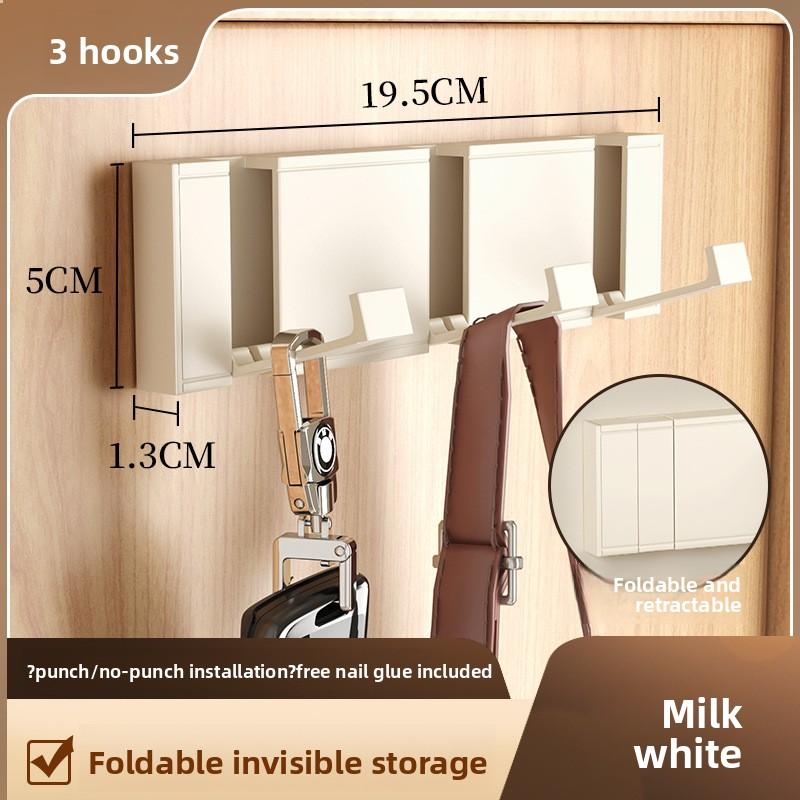 

Скрытый складной крючок и перфорированная настенная вешалка для одежды Cream white 3 hooks
