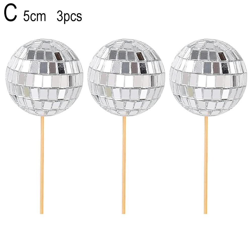 DIY Disco Ball Cupcake Toppers Cake Decoration Mini Mirror Disco Ball Light Reflective Glass Ball Wedding Party Christmas Decor