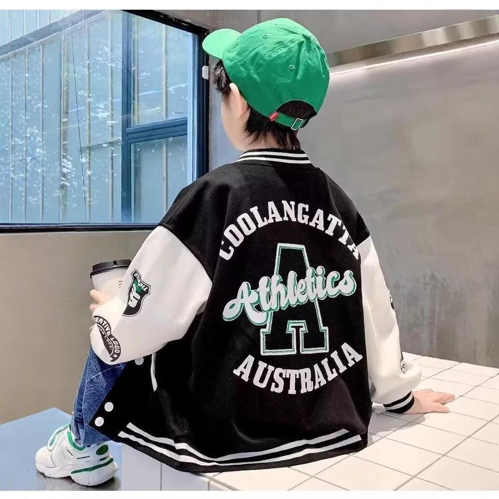 Boys' Trendy Autumn 2024 Street Style Baseball Jacket
