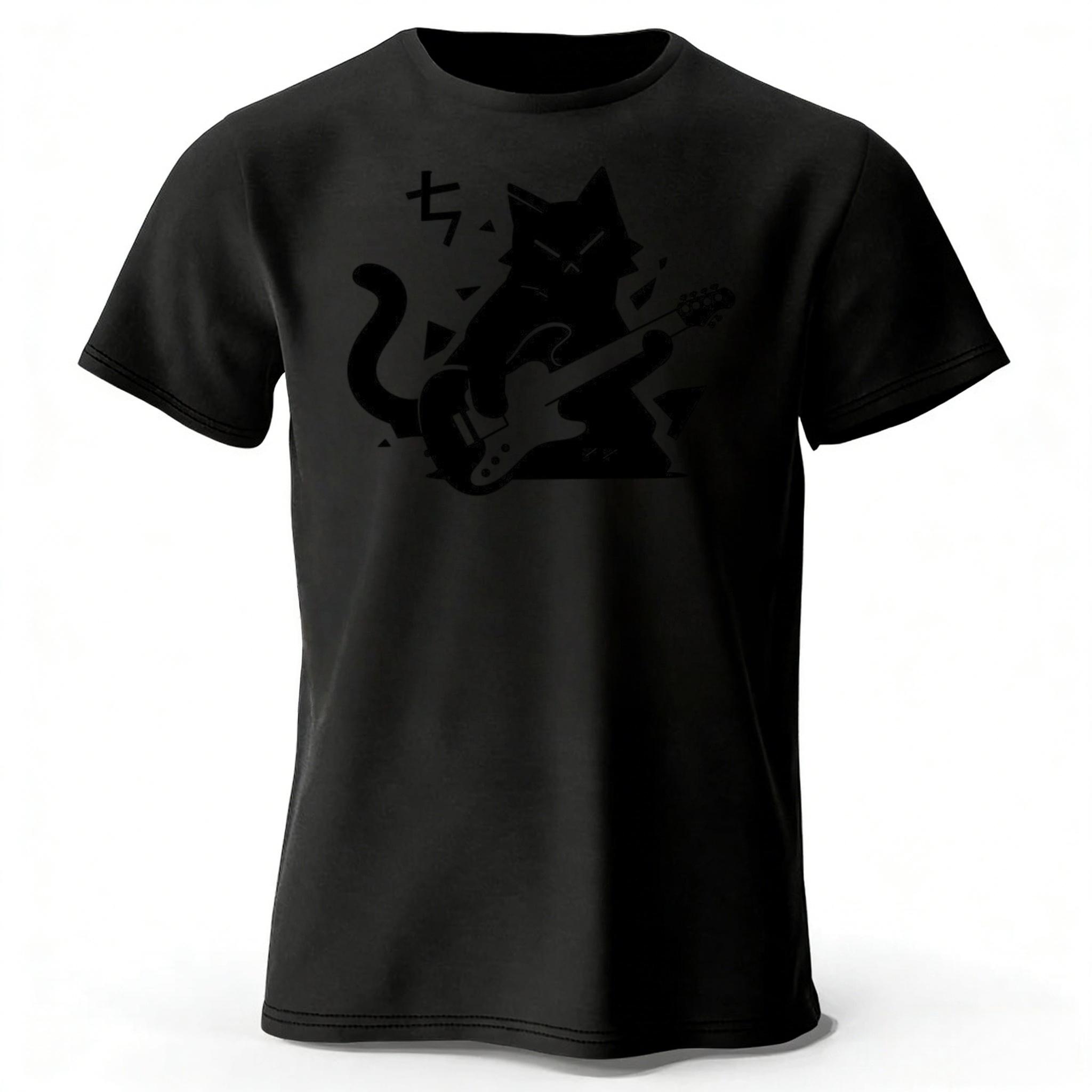 

New Rock Cat Creative Printed Cotton Short Sleeve Summer Mens Loose Large Comfortable Sports Tshirt Fashion Casual Top S